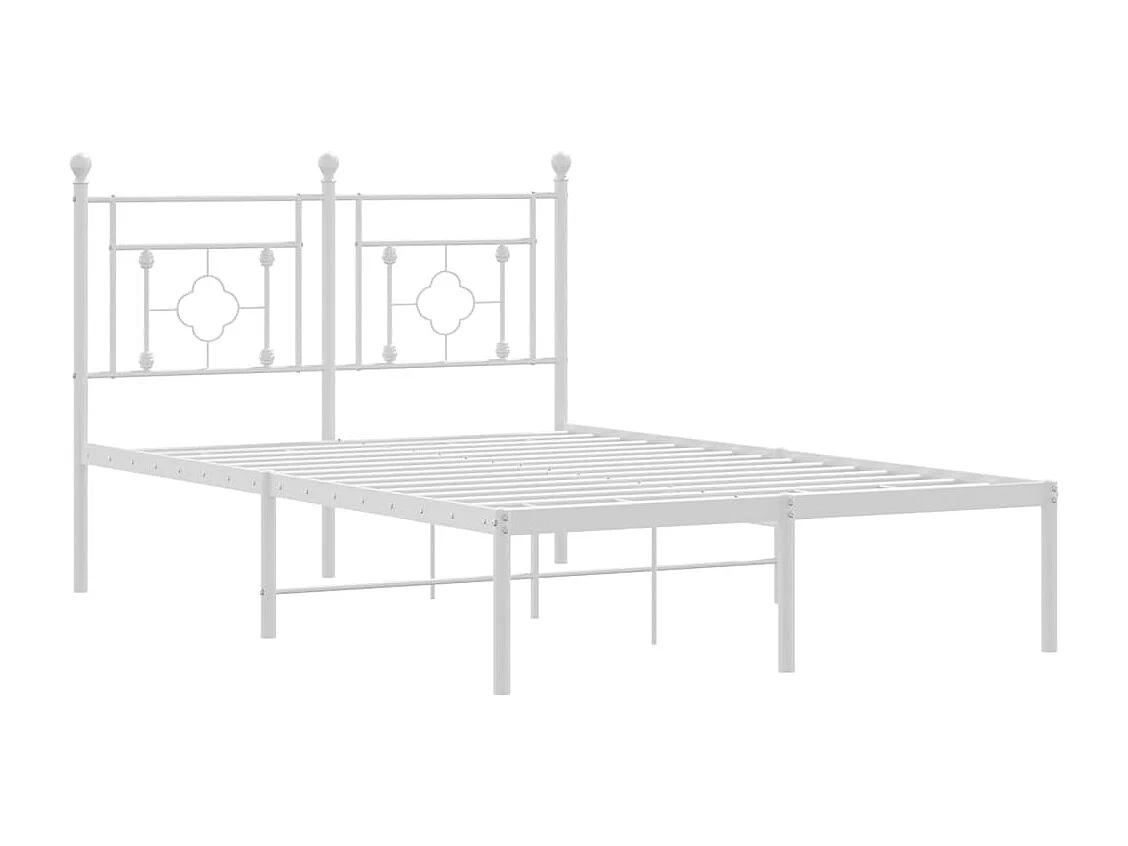 Lit simple | Lit adulte, enfant | Cadre de lit métal et tête de lit blanc 120x190 cm