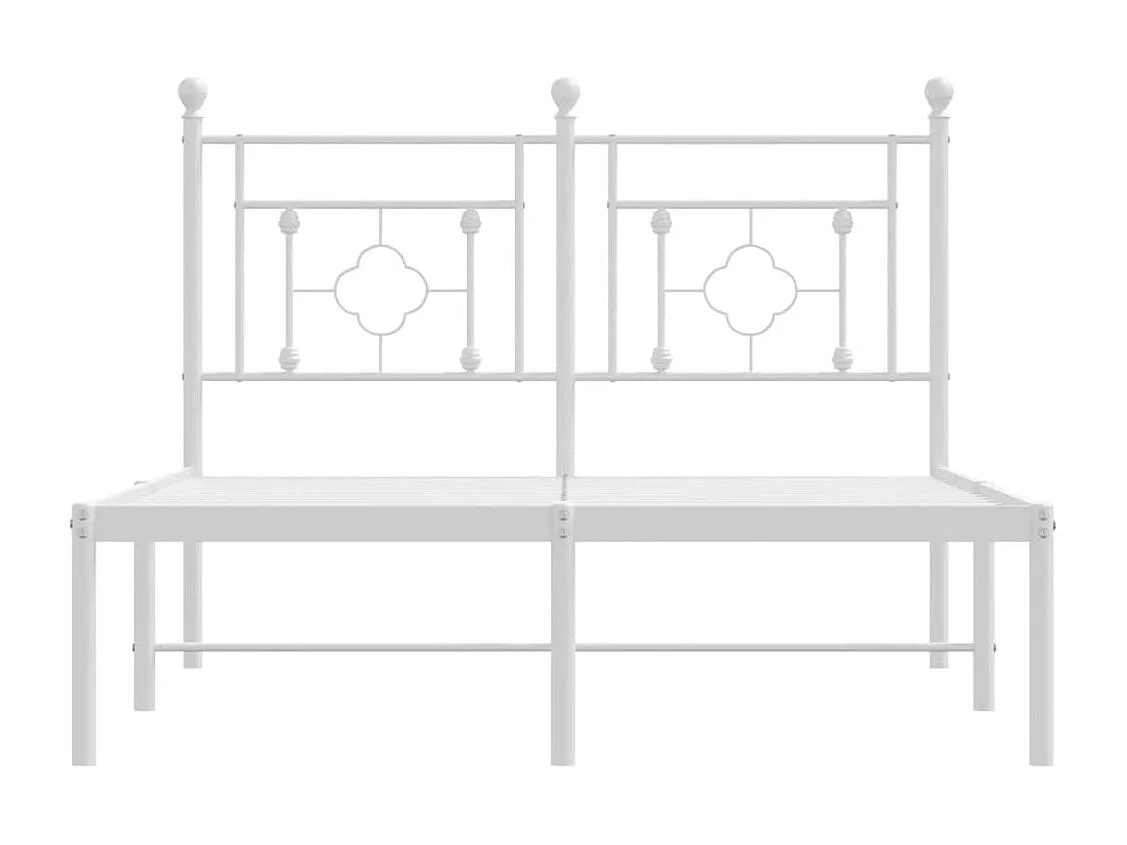 Lit simple | Lit adulte, enfant | Cadre de lit métal et tête de lit blanc 120x190 cm