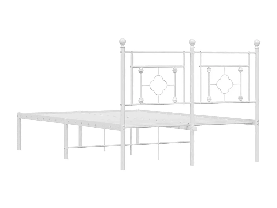 Lit simple | Lit adulte, enfant | Cadre de lit métal et tête de lit blanc 120x190 cm