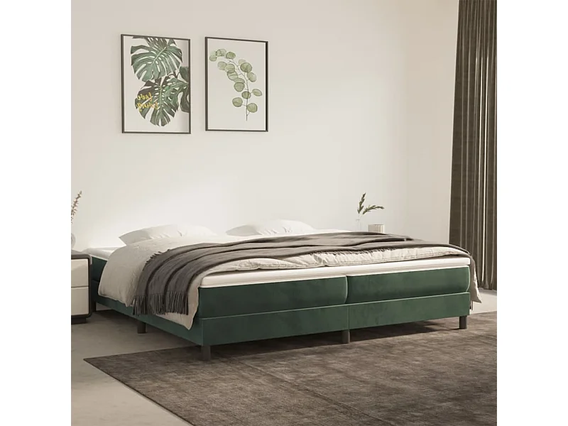 Lit double | Lit adulte | Cadre de lit vert foncé 200x200 cm velours