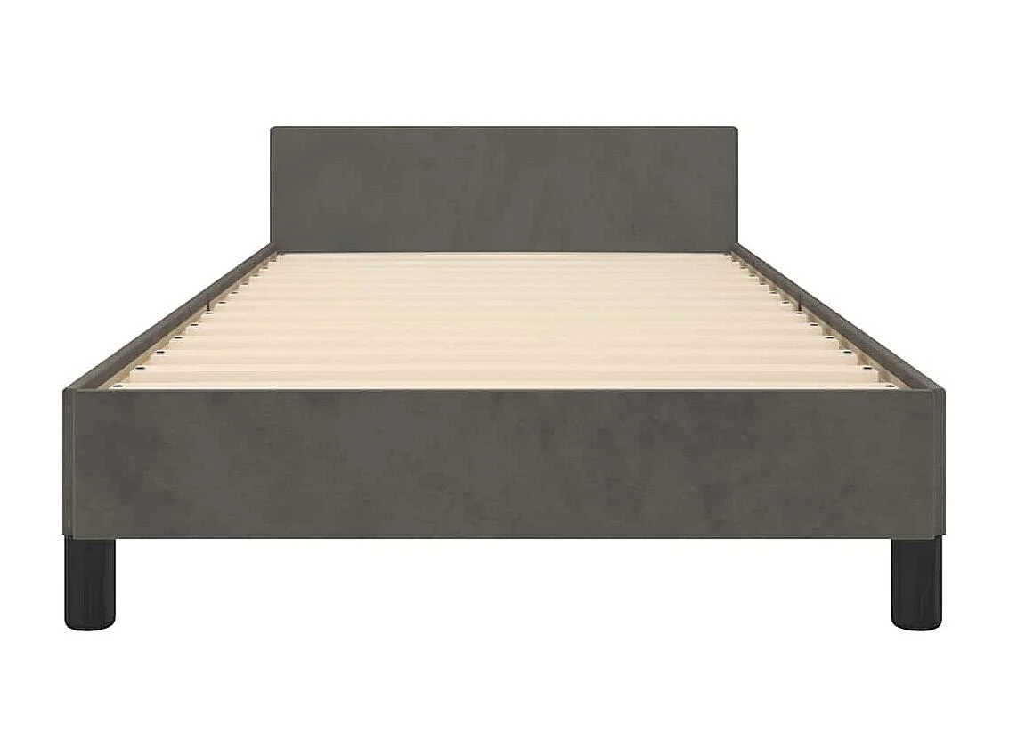 Lit simple | Lit adulte, enfant | Cadre de lit gris foncé 90x200 cm velours