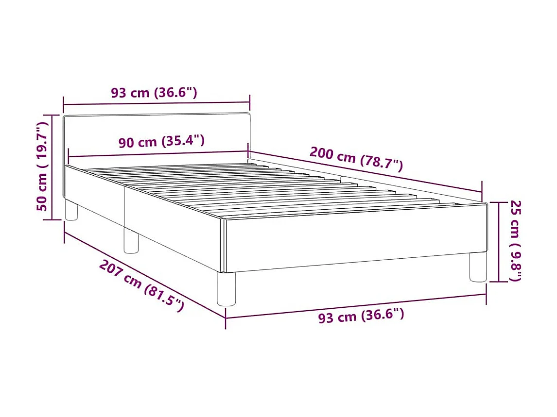 Lit simple | Lit adulte, enfant | Cadre de lit gris foncé 90x200 cm velours