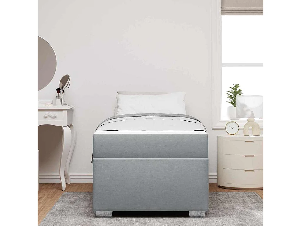 Lit simple | Lit adulte, enfant | Cadre de lit Gris clair 90x190 cm tissu