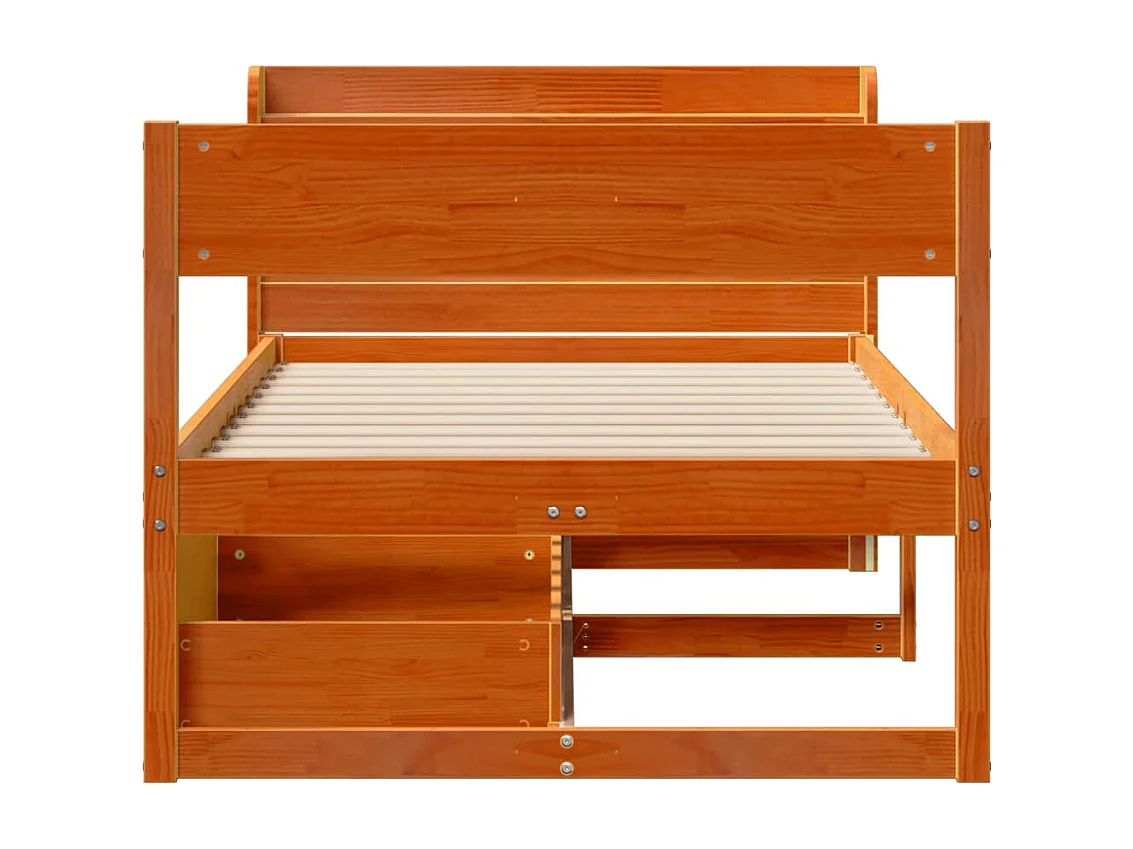 Lit simple | Lit adulte, enfant | Cadre de lit cire marron 100x200cm bois pin massif