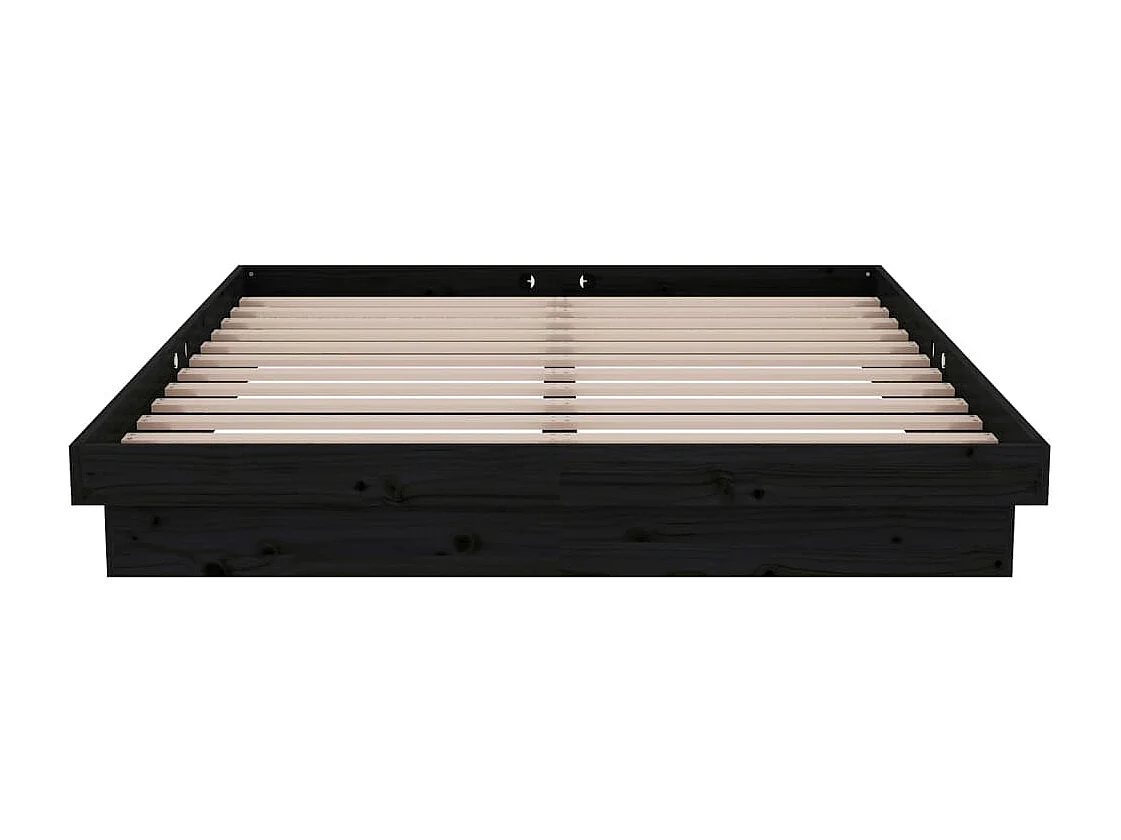 Lit double | Lit adulte | Cadre de lit noir bois massif 140x190 cm