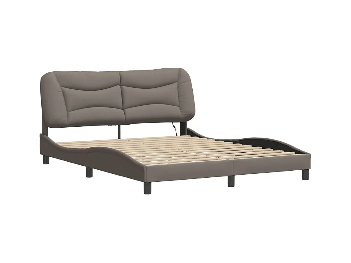 Lit double | Lit adulte | Cadre de lit avec LED taupe 160x200 cm tissu