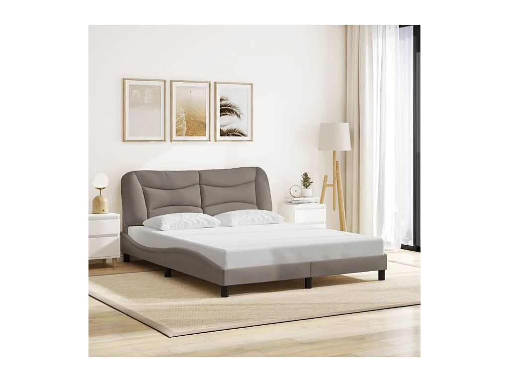 Lit double | Lit adulte | Cadre de lit avec LED taupe 160x200 cm tissu