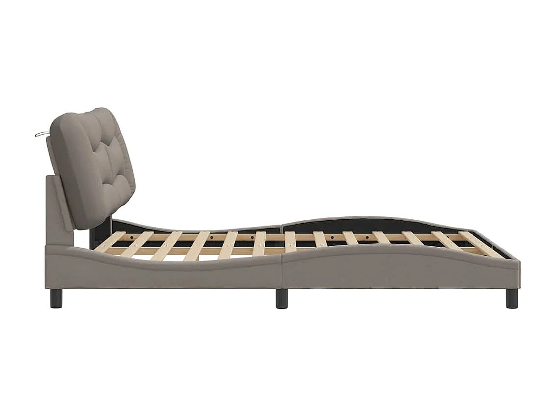 Lit double | Lit adulte | Cadre de lit avec LED taupe 160x200 cm tissu