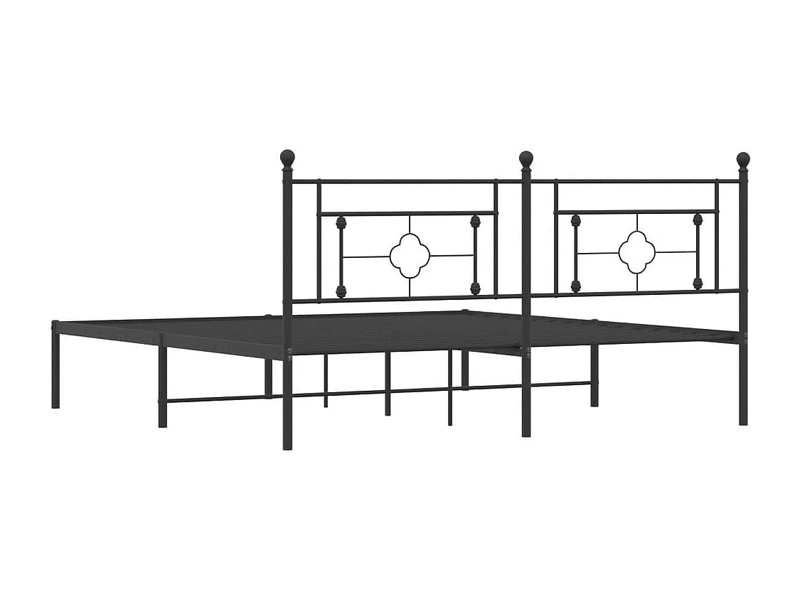 Lit double | Lit adulte | Cadre de lit métal avec tête de lit noir 183x213cm