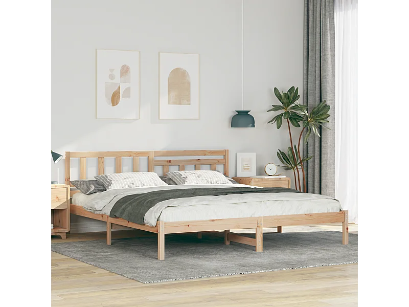 Lit double | Lit adulte | Cadre de lit Marron 180x200 cm Bois massif en pin