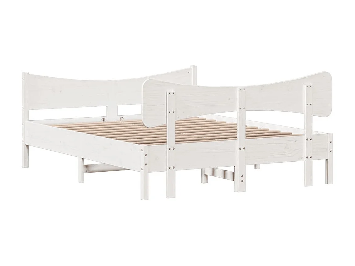 Lit double | Lit adulte | Cadre de lit blanc 135x190 cm bois de pin massif