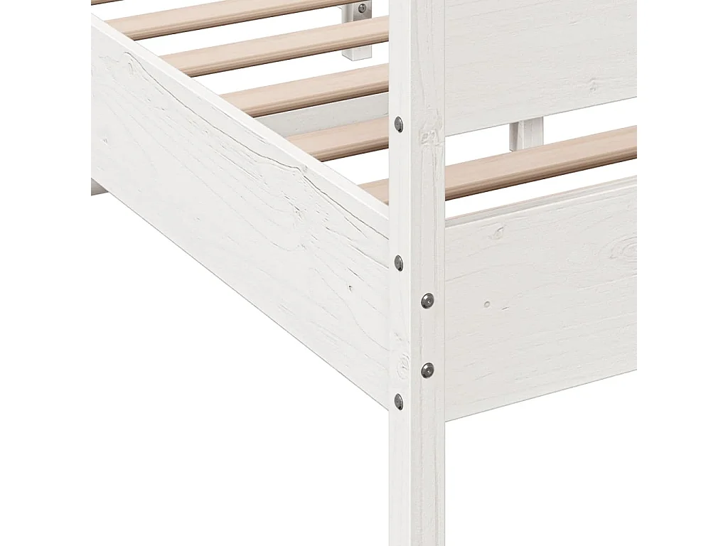 Lit double | Lit adulte | Cadre de lit blanc 135x190 cm bois de pin massif