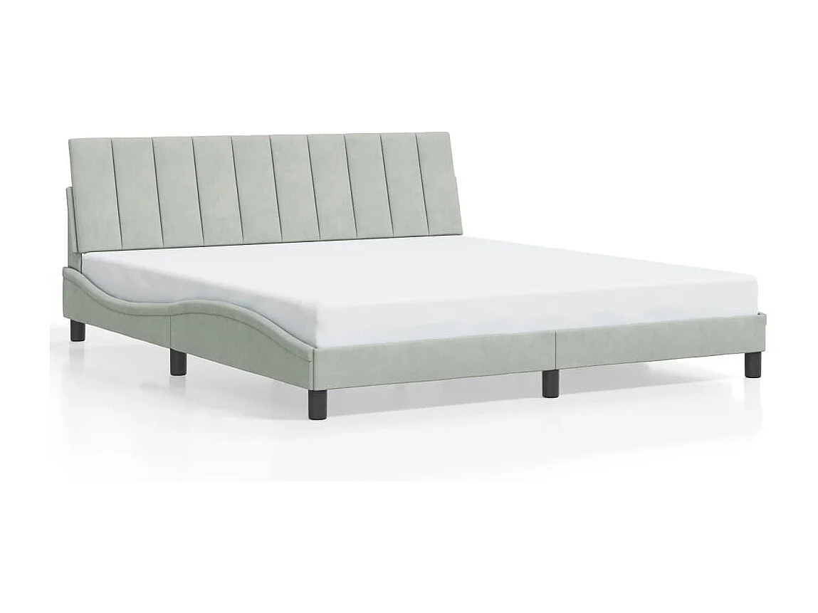 Letto per adulti | Letto matrimoniale | Giroletto con LED senza Materasso Hanko Grigio Chiaro 180x200 cm in Velluto
