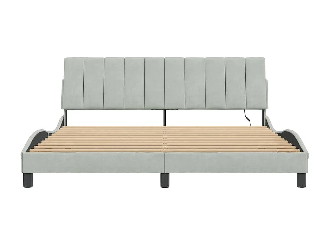 Letto per adulti | Letto matrimoniale | Giroletto con LED senza Materasso Hanko Grigio Chiaro 180x200 cm in Velluto