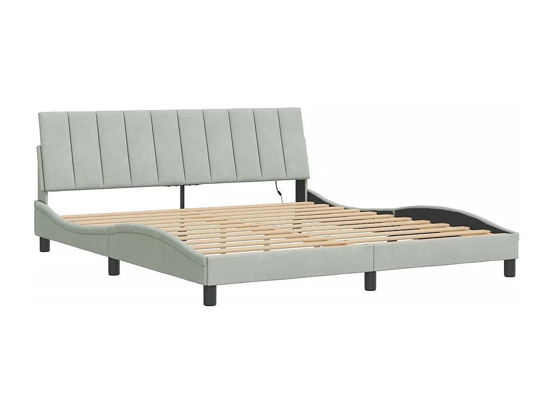 Lit double | Lit adulte | Cadre de lit avec LED gris clair 180x200cm velours