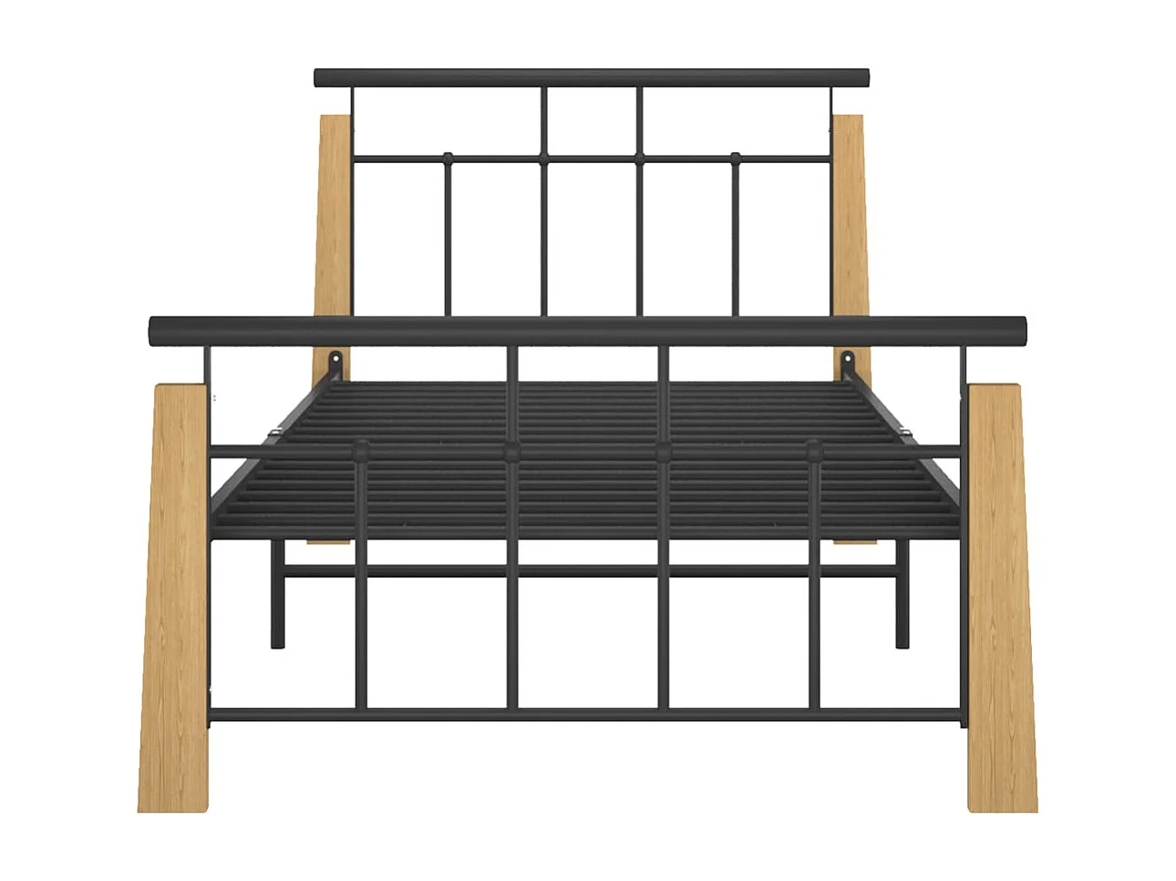 Lit simple | Lit adulte, enfant | Cadre de lit métal bois de chêne massif 90x200 cm