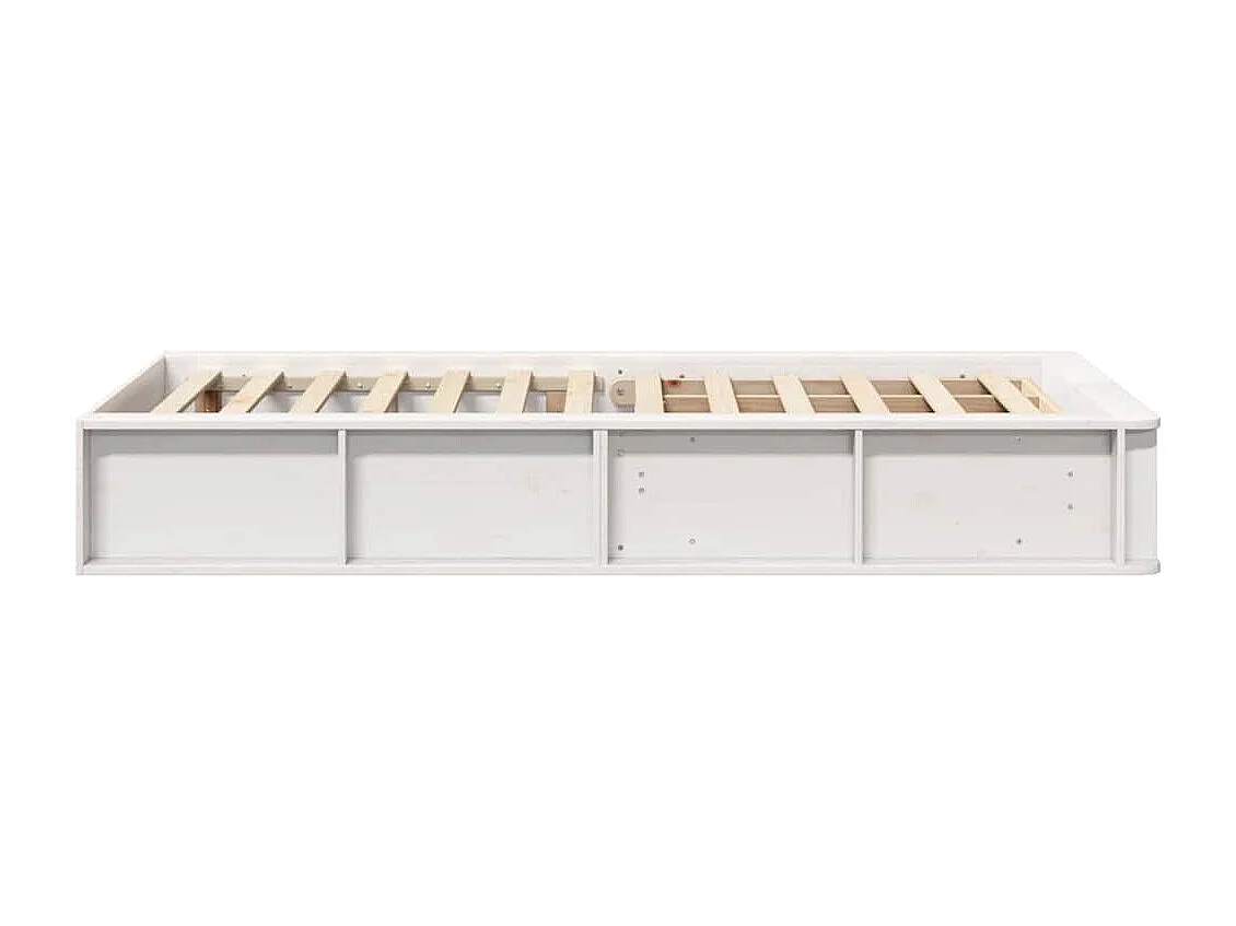 Lit simple | Lit adulte, enfant | Cadre de lit avec stockage Blanc 100x200 cm Bois massif