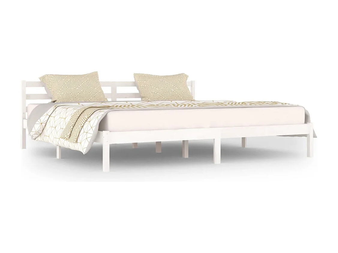 Lit double | Lit adulte | Cadre de lit bois massif de pin 200x200 cm blanc