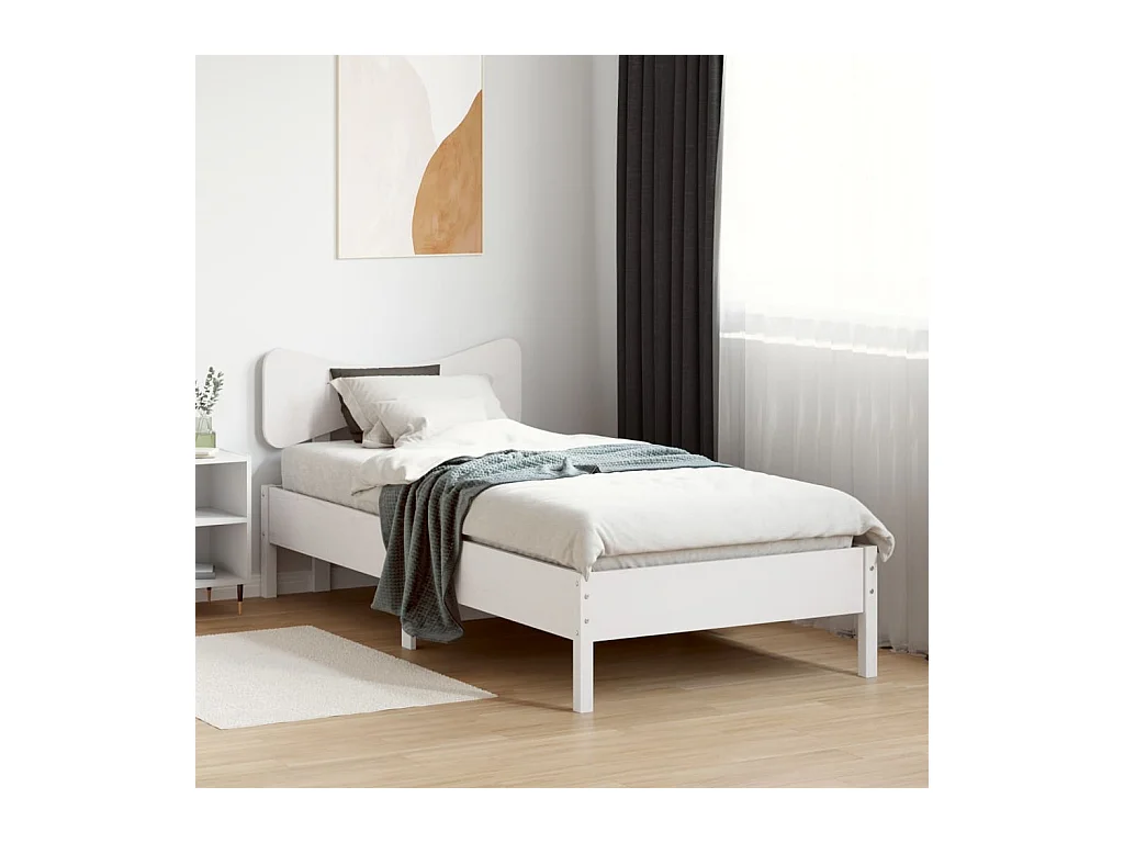 Letto per adulti | Letto singolo | Giroletto senza Materasso Bianco 90x200 cm Legno Massello Pino