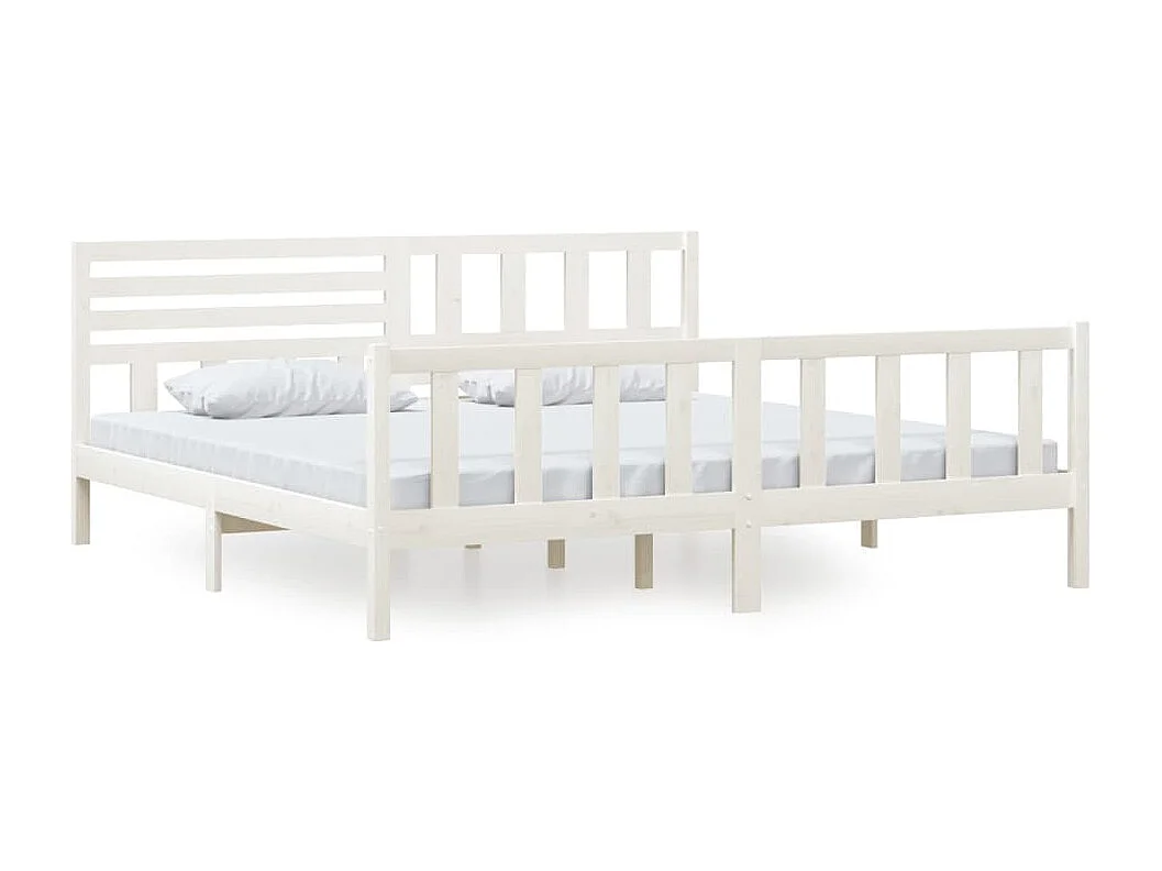Lit double | Lit adulte | Cadre de lit blanc bois massif 200x200 cm