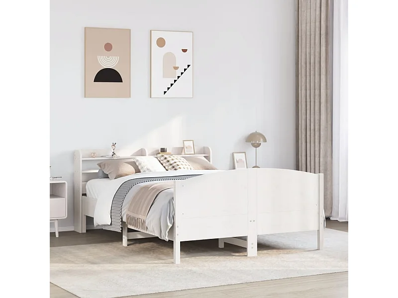 Lit double | Lit adulte | Cadre de lit blanc 150x200 cm bois de pin massif