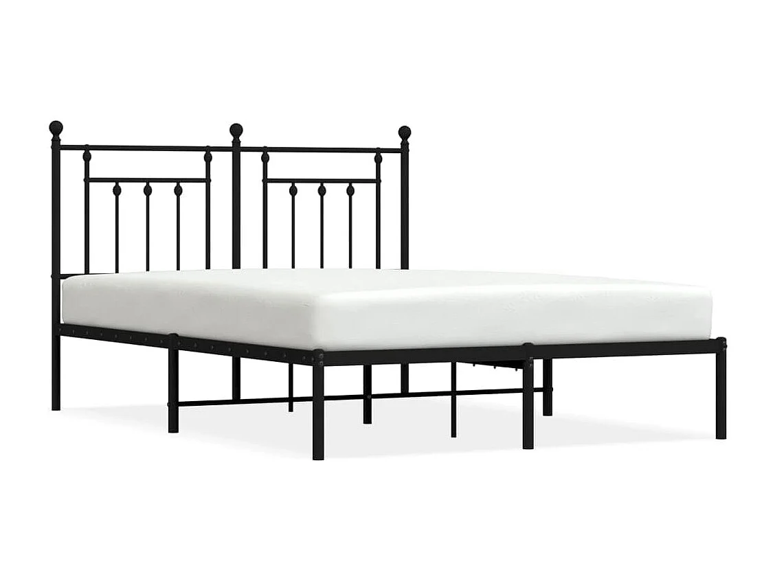 Lit double | Lit adulte | Cadre de lit métal avec tête de lit noir 140x200cm
