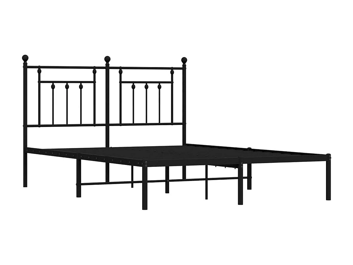 Lit double | Lit adulte | Cadre de lit métal avec tête de lit noir 140x200cm