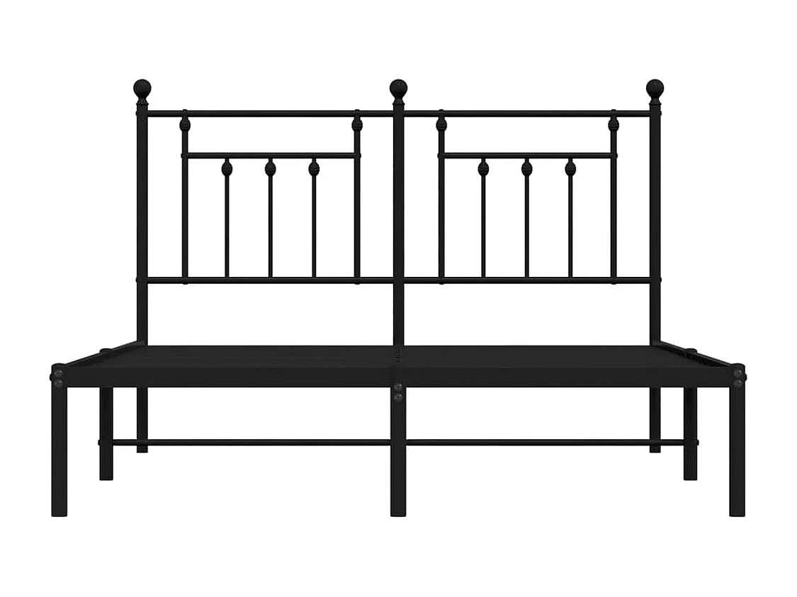 Lit double | Lit adulte | Cadre de lit métal avec tête de lit noir 140x200cm