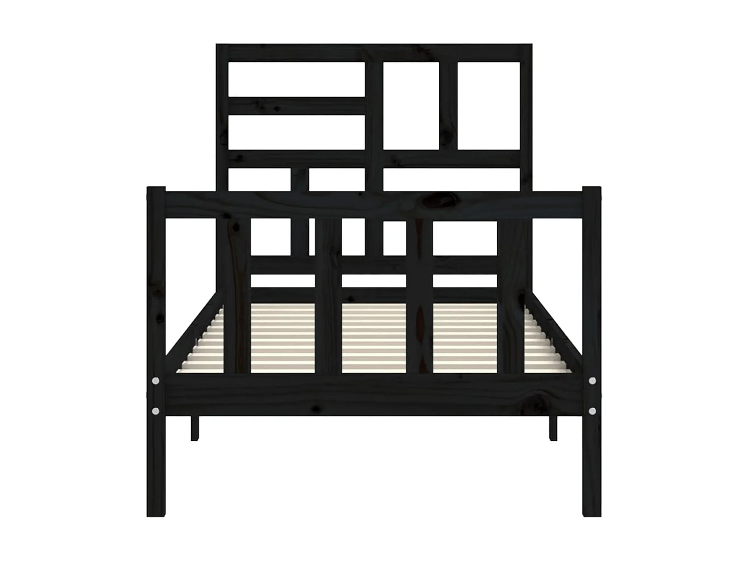 Lit simple | Lit adulte, enfant | Cadre de lit noir bois de pin massif 75x190 cm