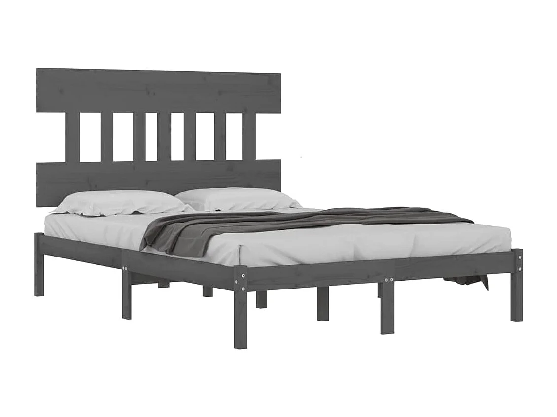 Bedframe | Tweepersoonsbed massief hout grijs 200x200 cm