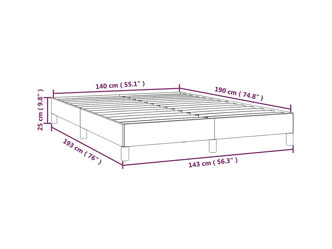 Lit double | Lit adulte | Cadre de lit gris foncé 140x190 cm velours
