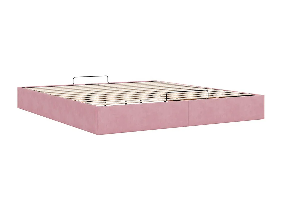 Lit double | Lit adulte | Cadre de lit ottoman rose 160x200 cm velours