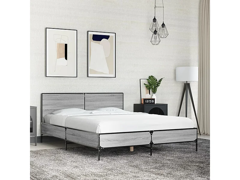 Lit double | Lit adulte | Cadre de lit sonoma gris 140x200 cm