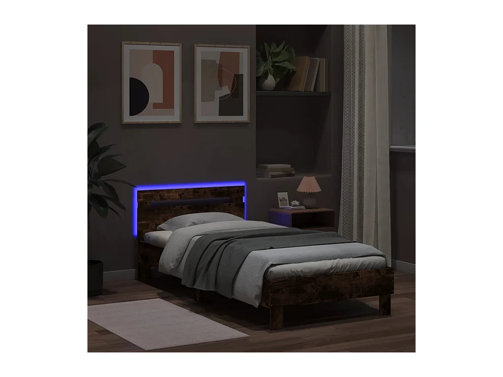 Lit simple | Lit adulte, enfant | Cadre de lit avec lumières LED 100x200 cm