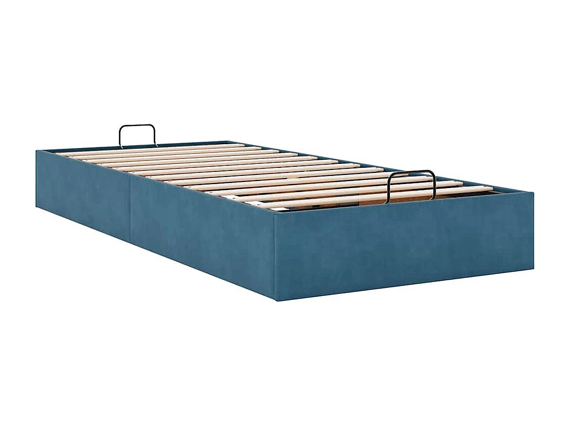 Lit simple | Lit adulte, enfant | Cadre de lit ottoman bleu foncé 100x200 cm velours