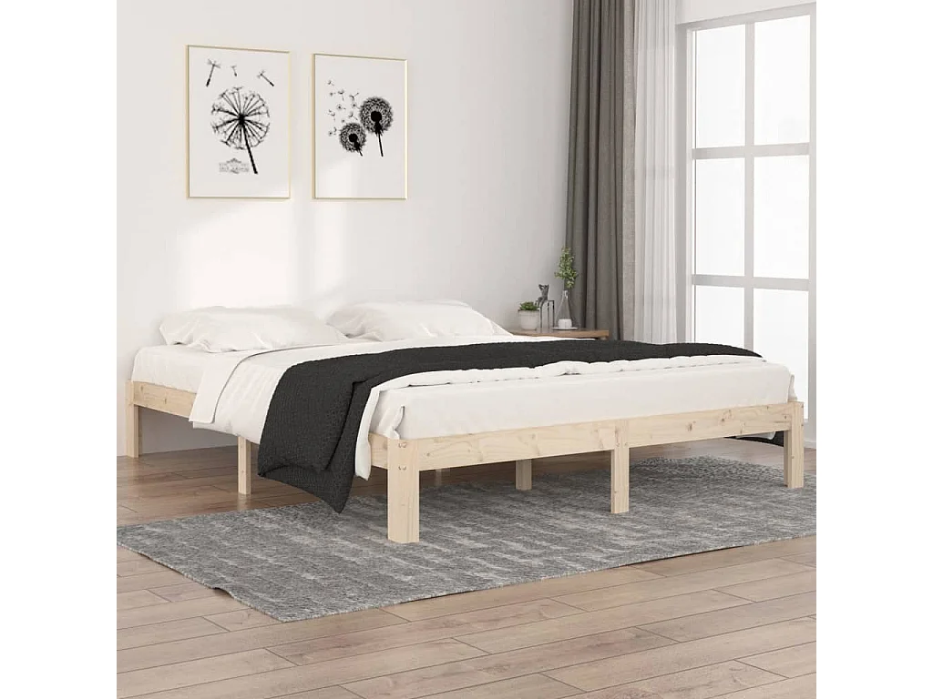 Lit double | Lit adulte | Cadre de lit bois massif de pin 160x200 cm