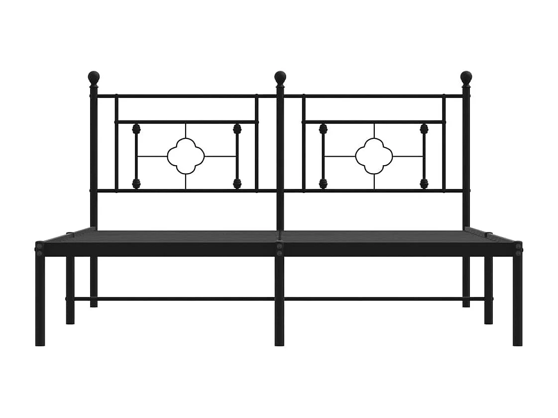 Lit double | Lit adulte | Cadre de lit métal et tête de lit noir 160x200 cm