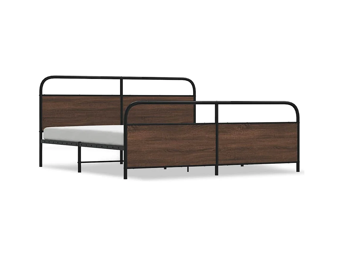 Letto per adulti | Letto matrimoniale | Giroletto senza Materaso in Metallo Rovere Marrone 180x200 cm