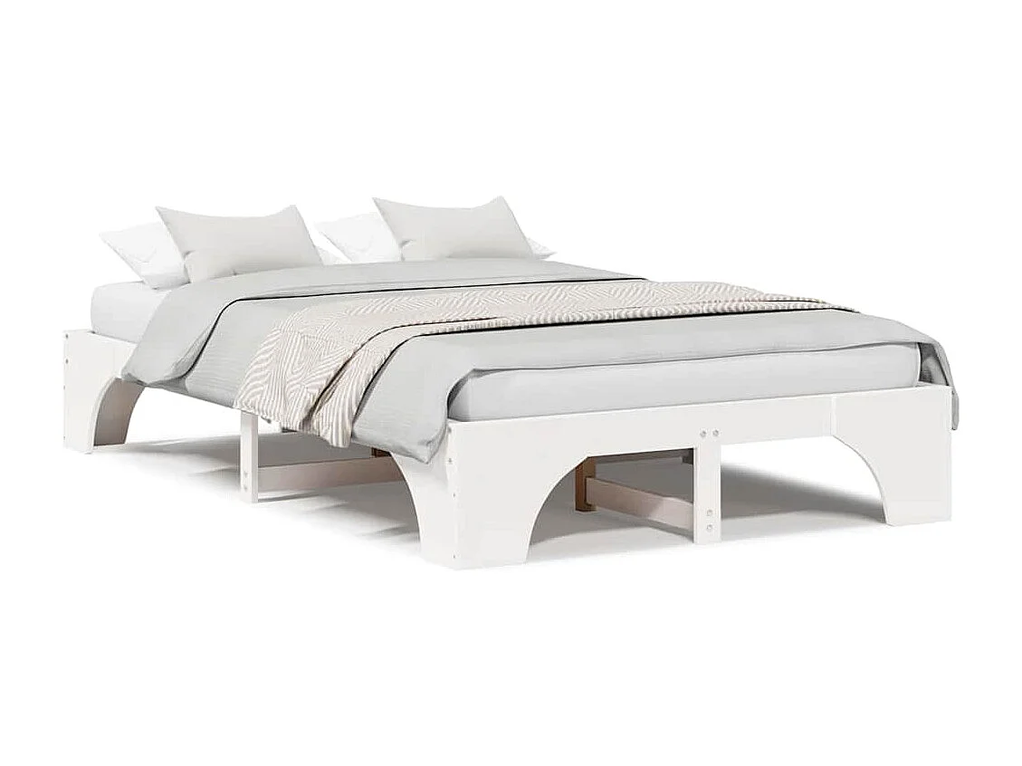 Lit double | Lit adulte | Cadre de lit en blanc 135x190 cm en bois de pin massif