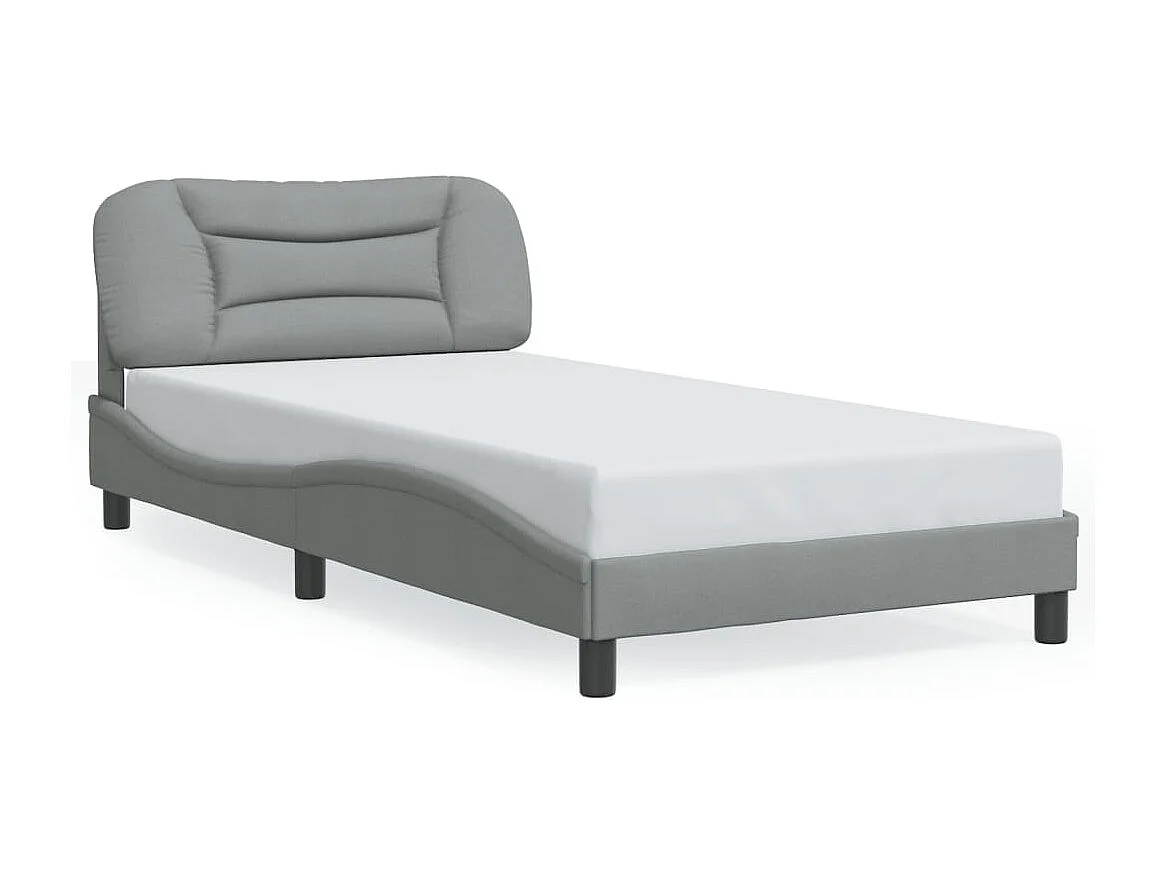 Bedframe | Eenpersoonsbed met LED zonder matras "Hvar" stof 100x200 cm lichtgrijs