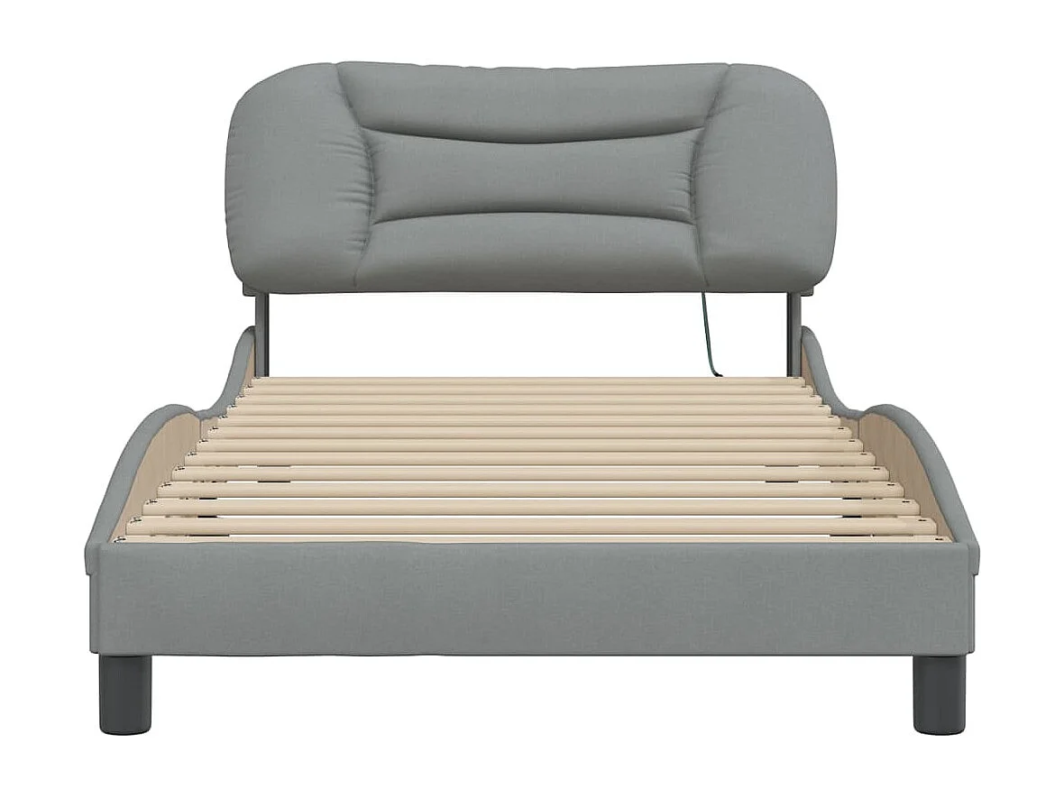 Bedframe | Eenpersoonsbed met LED zonder matras "Hvar" stof 100x200 cm lichtgrijs