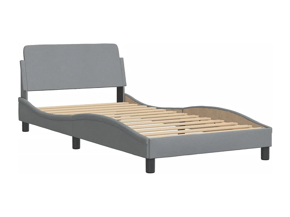 Bedframe | Eenpersoonsbed met LED zonder matras "Hvar" stof 100x200 cm lichtgrijs