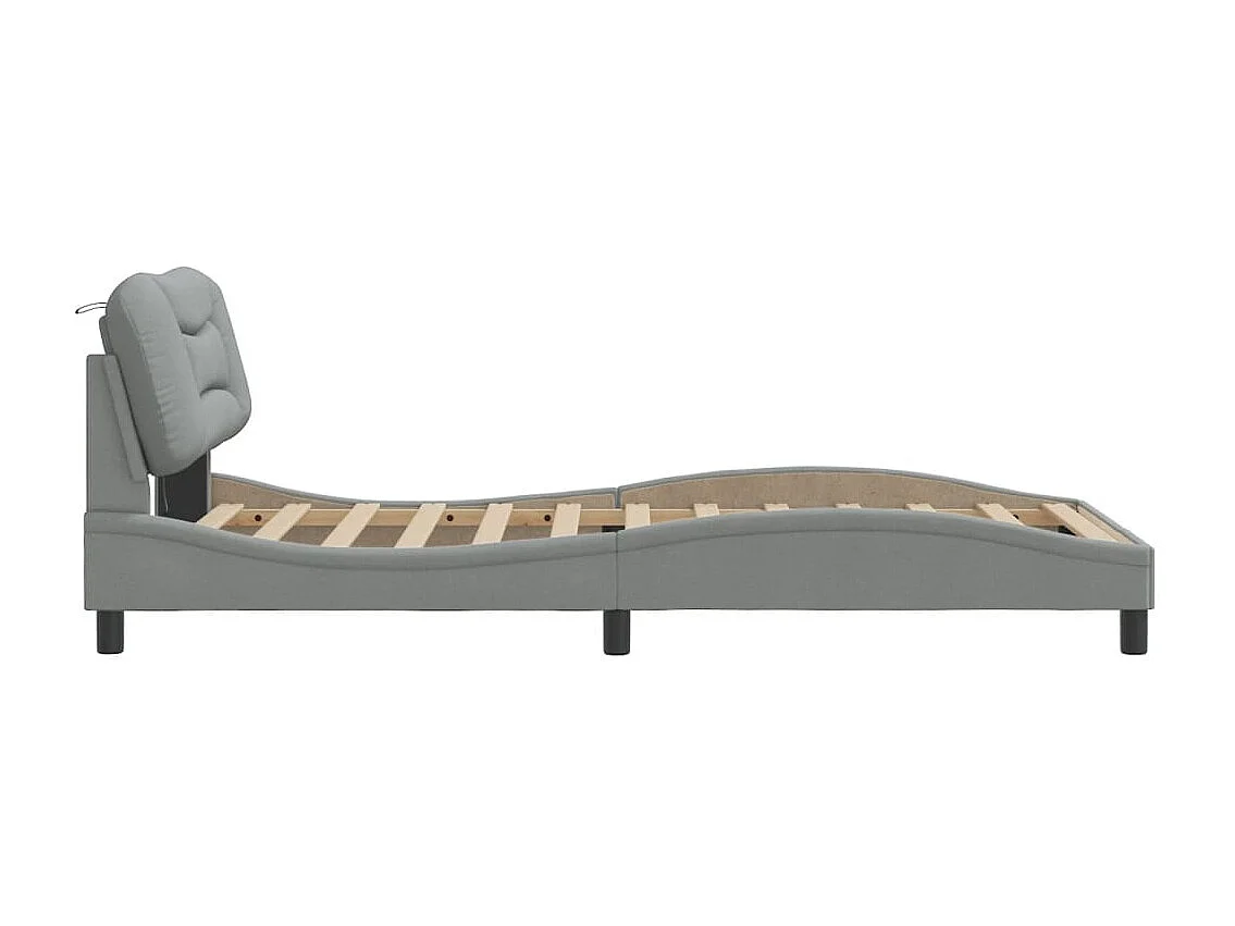 Bedframe | Eenpersoonsbed met LED zonder matras "Hvar" stof 100x200 cm lichtgrijs