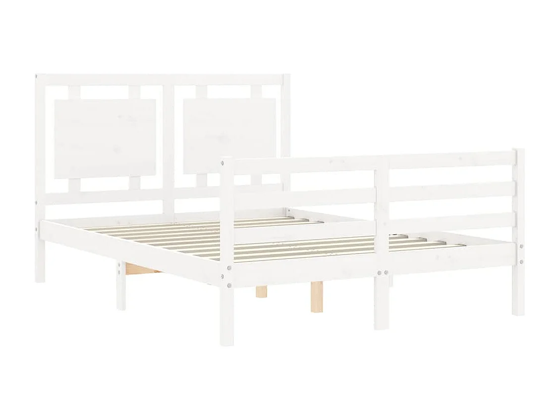 Lit simple | Lit adulte, enfant | Cadre de lit blanc bois massif 120x190 cm