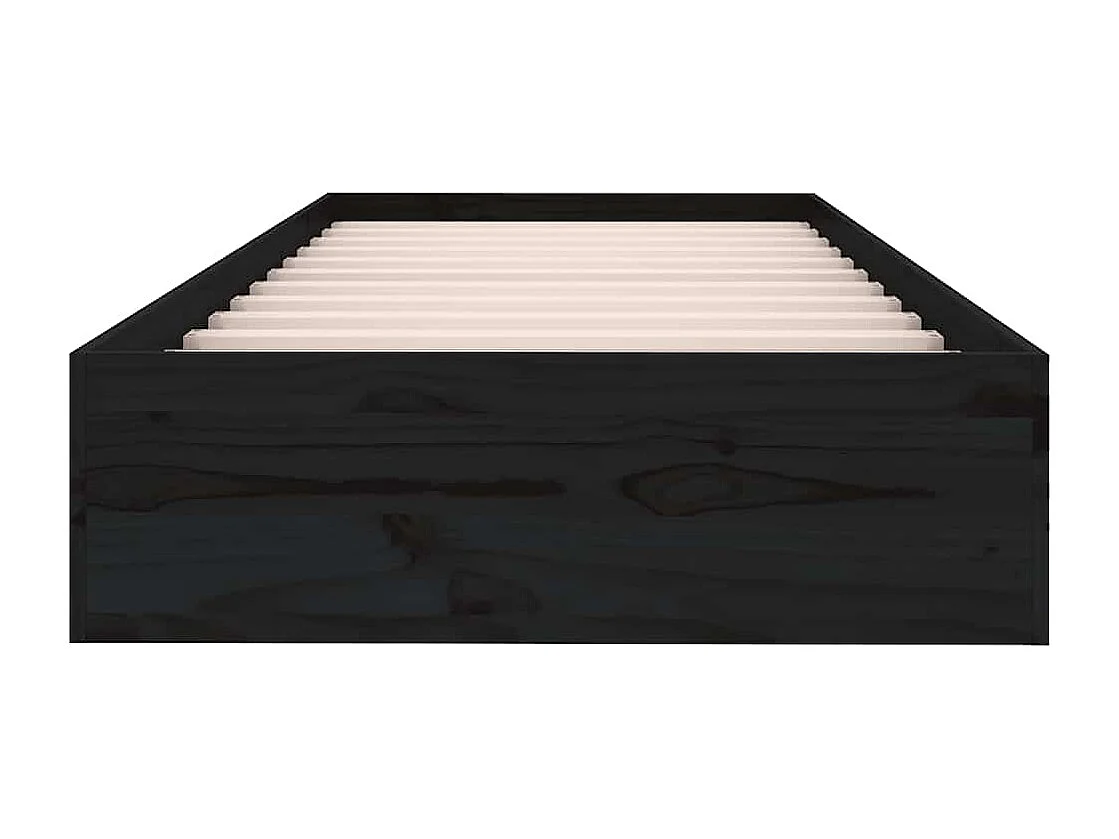 Lit simple | Lit adulte, enfant | Cadre de lit noir bois massif 75x190 cm