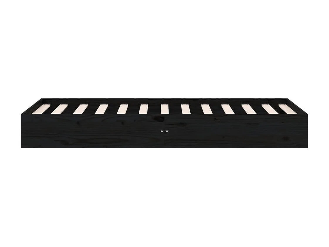 Lit simple | Lit adulte, enfant | Cadre de lit noir bois massif 75x190 cm