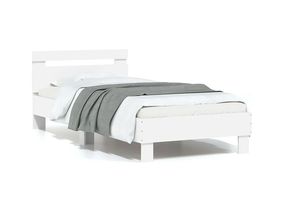Lit simple | Lit adulte, enfant | Cadre de lit avec lumières LED blanc 75x190 cm