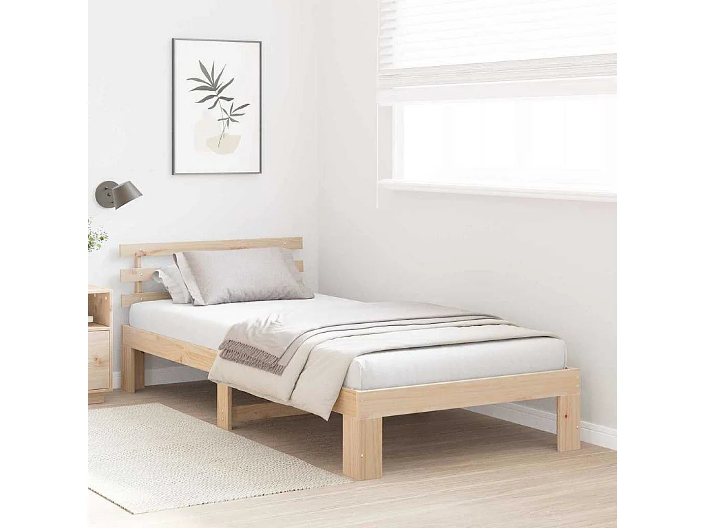 Lit simple | Lit adulte, enfant | Cadre de lit Marron 90x200 cm Bois de pin massif