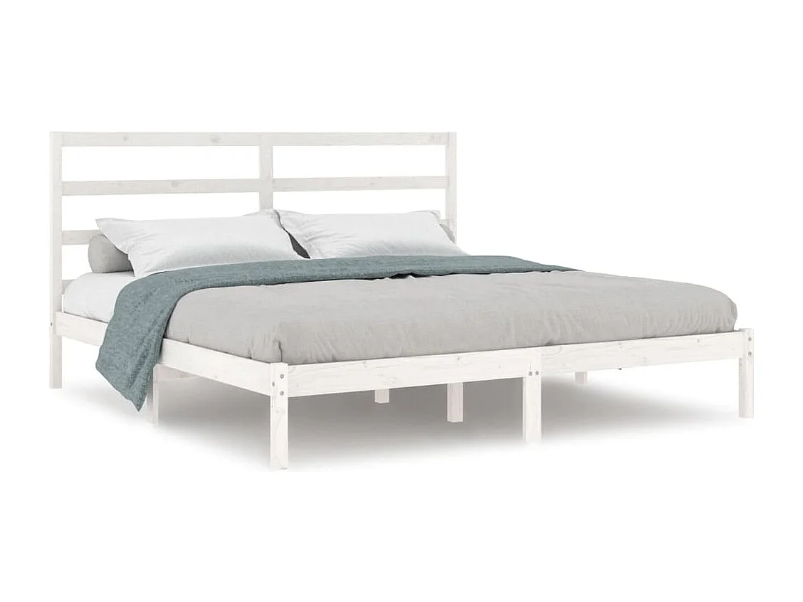 Lit double | Lit adulte | Cadre de lit blanc 200x200 cm bois massif de pin