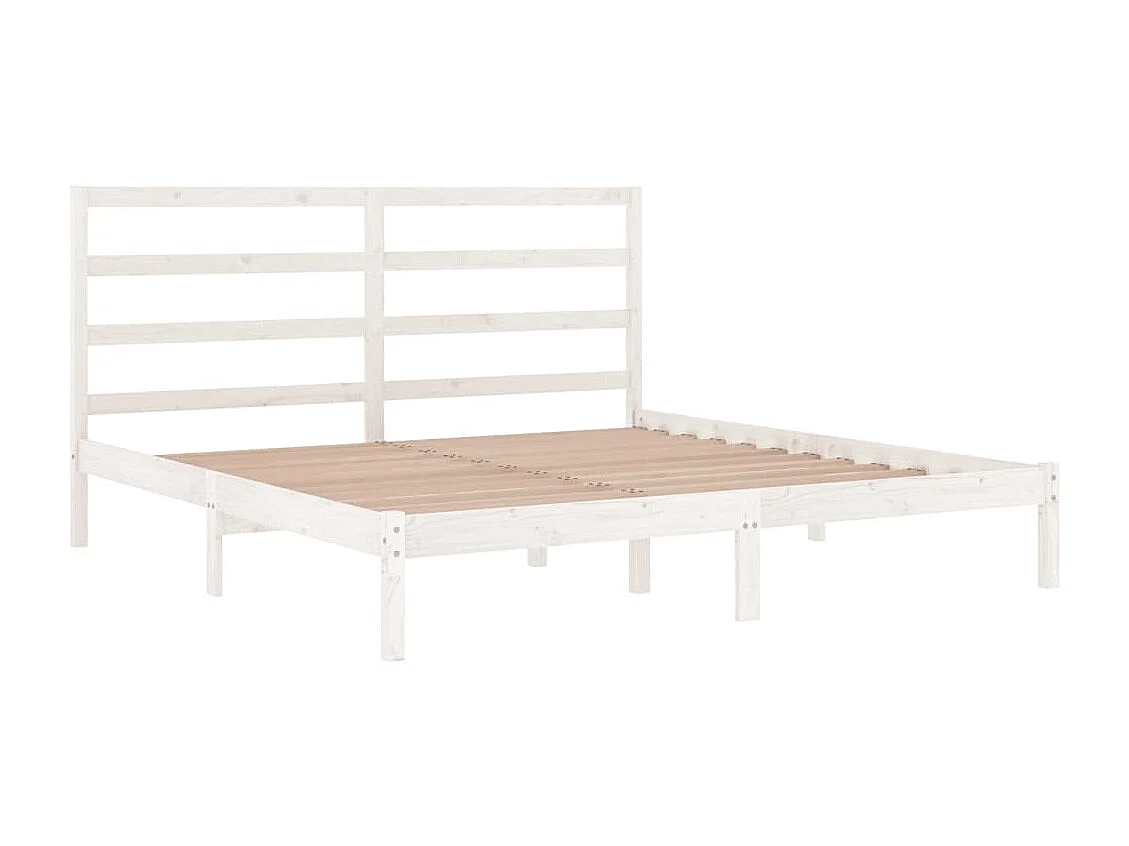 Lit double | Lit adulte | Cadre de lit blanc 200x200 cm bois massif de pin